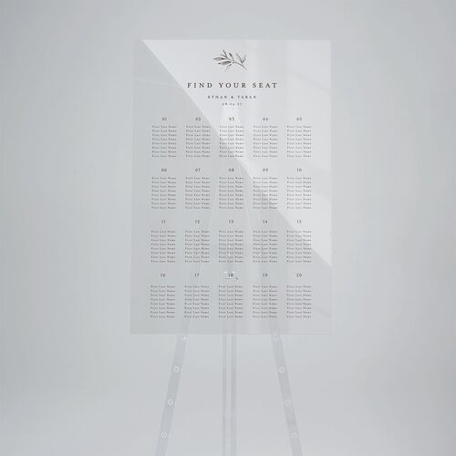Minimal Leaves Acrylic Seating Chart Large Bisque Standard Acrylic L Seating