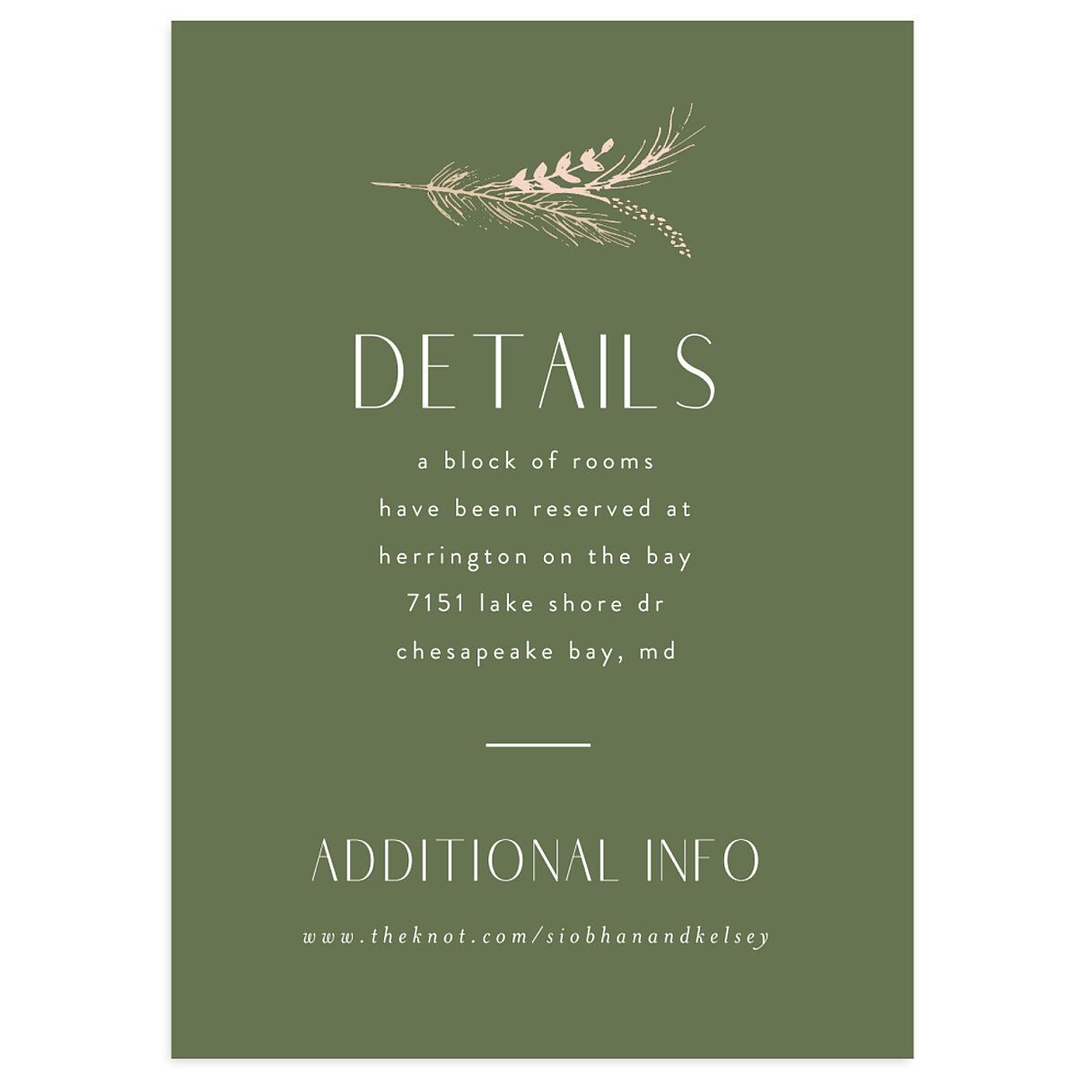Regal Pampas Wedding Enclosure Cards