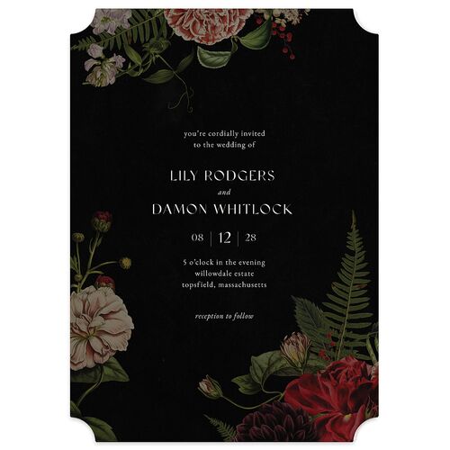 Gothic Floral Wedding Invitations Midnight Signature Blank No Ticket
