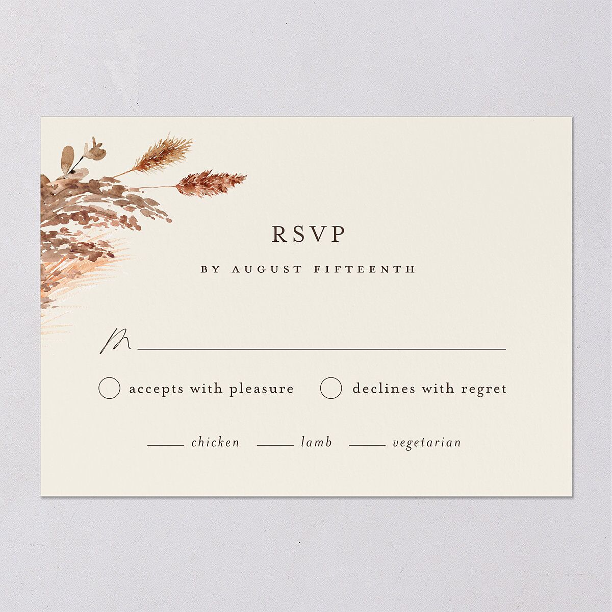 Soft Pampas Wedding Response Cards — view 5