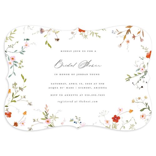 Dainty Wildflowers Bridal Shower Invitations Burnt Orange Signature Blank Bracket