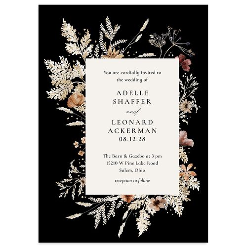 Dried Blooms Wedding Invitations Gold Licorice Signature Blank No Standard