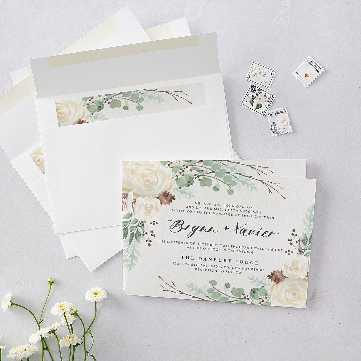 Rustic Botanical Wedding Invitations Thyme Signature Blank No