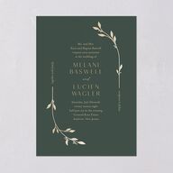 Gilded Sprigs Foil Wedding Invitations Gold Dark Emerald Signature Blank No Standard