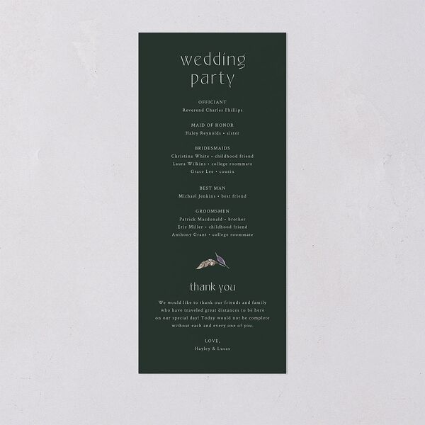 Crystal Forest Wedding Programs Hunter Green Signature