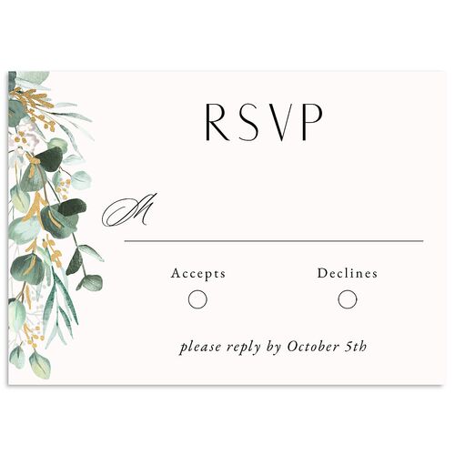 Timeless Floral Hoop Foil Wedding Response Cards Gold Charcoal Signature Standard
