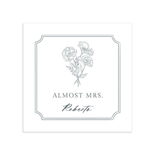 Fresh off the Market Garden Vintage Botanical Sketch Bridal Shower Cocktail Napkins Dusty Blue Napkin Uncoined