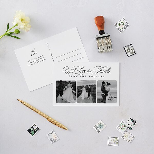 Modern Classic Picture Portrait Thank You Postcards Pure White