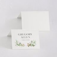 Greenery Laurel Foil Place Cards Pure White Gold Signature