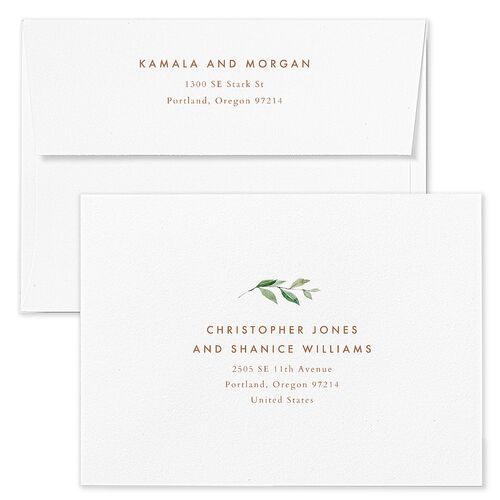 Wild Vines Wedding Invitation Envelopes Blue Soft Pink Return Address Standard Signature