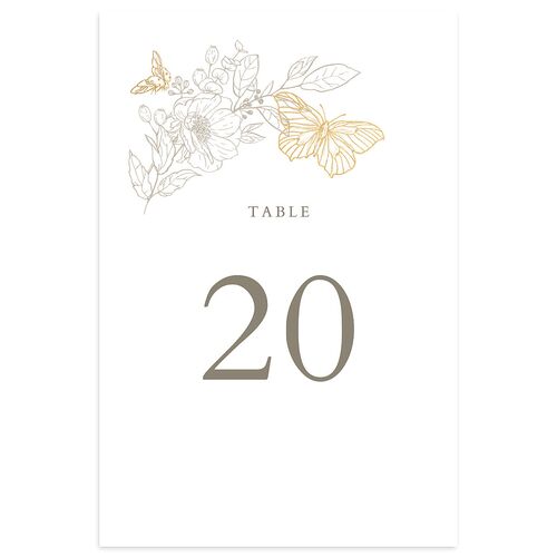 Butterfly Botanical Foil Table Numbers Gold Pure White Signature