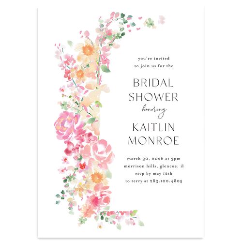 Pastel Flower Arch Bridal Shower Invitations Pink Cotton Signature Blank Standard