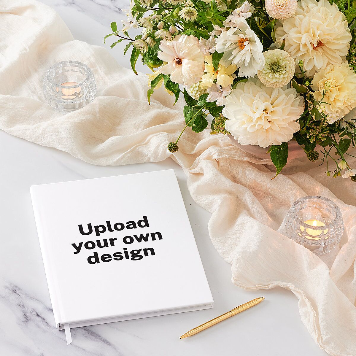 Upload Your Own Design Portrait Photo Guest Book Pure White