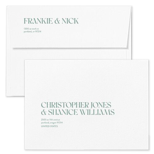 Checked Save The Date Card Envelopes White Pool Both Recipient and Return Addresses Signature Standard