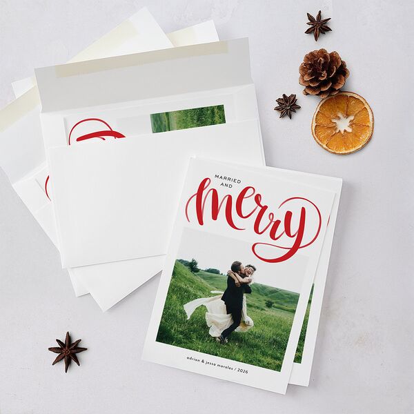 Painted Merry Holiday Cards Ruby Signature Blank Standard Portrait