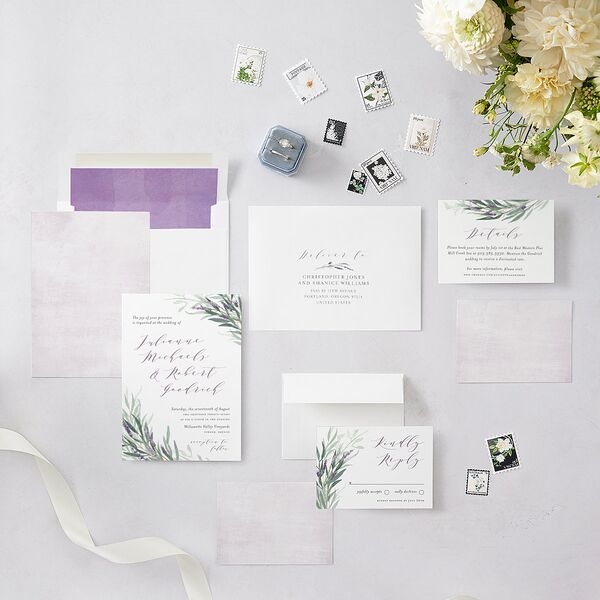 Lavender Sage Wedding Invitations Plum Signature Blank No Standard