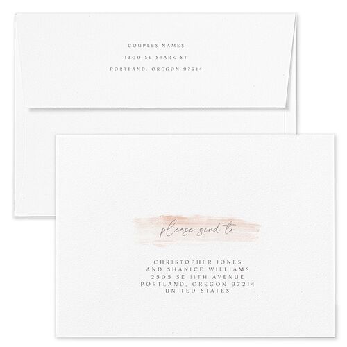 Minimal Brush Wedding Invitation Envelopes Rose Dusty Blue Both Recipient and Return Addresses Standard Signature