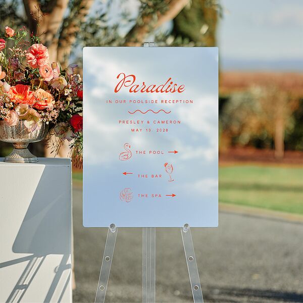 Cabana Stripes Mirrored Acrylic Direction Sign Medium Pastel Blue Mirrored Acrylic M Direction Standard