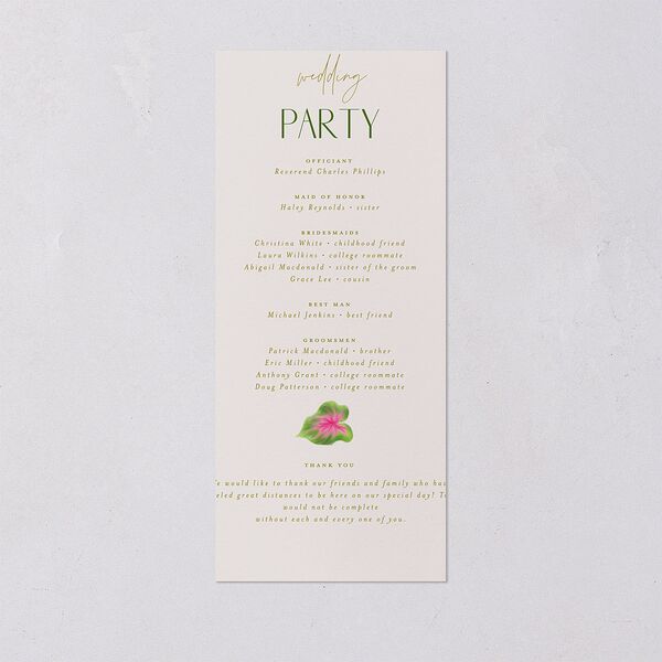 Hawaiian Tropical Monstera Frame Wedding Programs Scottish Green Signature