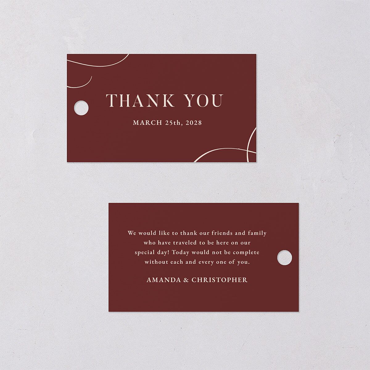 Photo Flourish Favor Gift Tags Burgundy Signature
