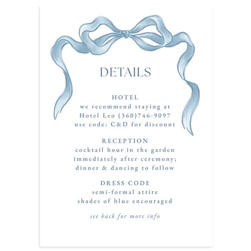 Vintage Bow Wedding Enclosure Cards Regency Blue Signature Standard