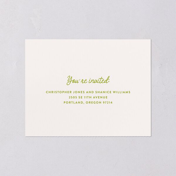 Eclectic Painted Stripes All-in-One Wedding Invitations Pear Signature Light Both Recipient and Return Addresses No