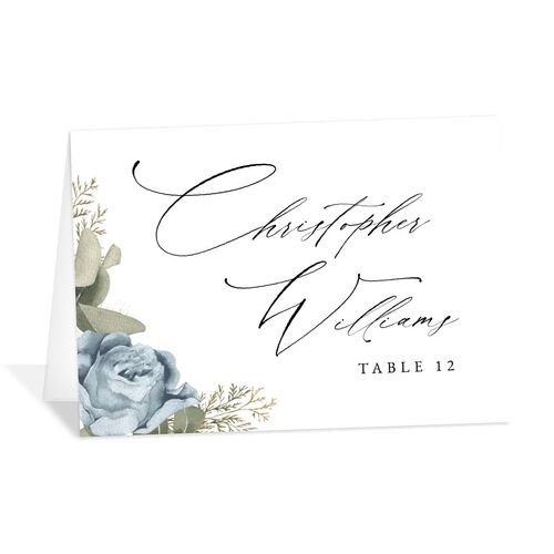 Romantic Roses Place Cards Pastel Blue Signature