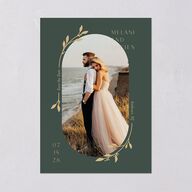Gilded Sprigs Save The Date Cards Dark Emerald Signature smooth Blank No Standard