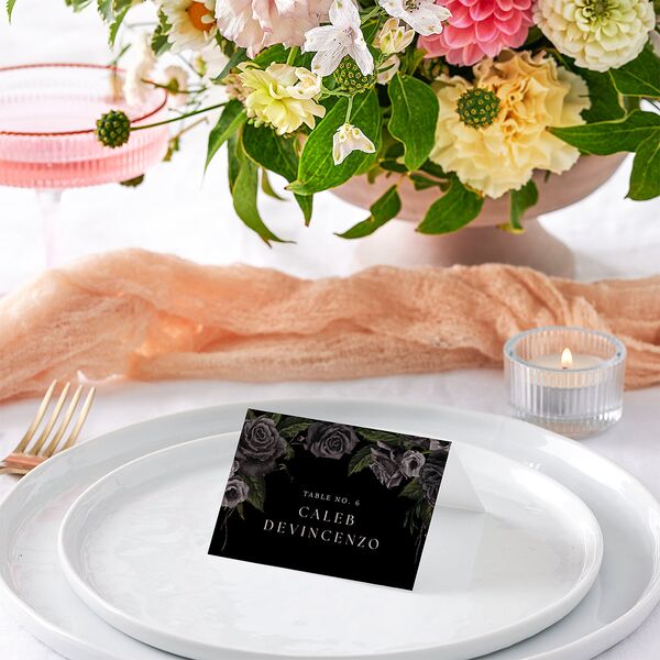 Dark Gothic Roses Place Cards Midnight Signature