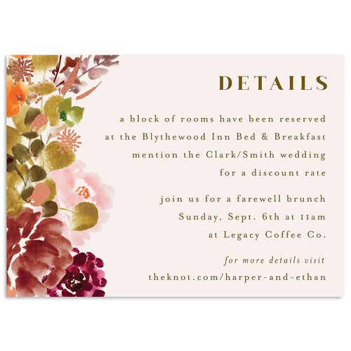 Fall Garland Wedding Enclosure Cards Rose Gold Peony Signature Standard