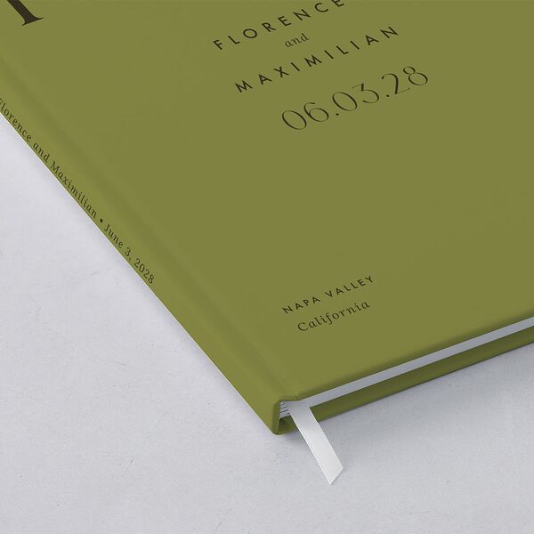 Modern Initials Wedding Guest Book Olive