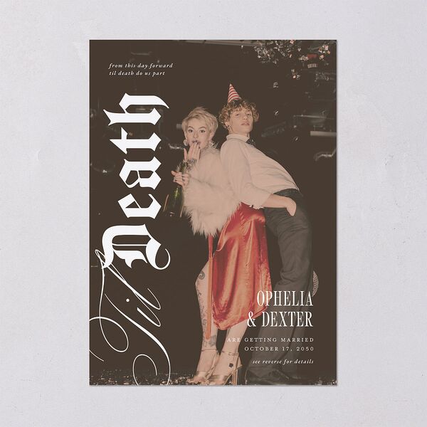 Til Death Gothic Photo Wedding Invitations Sand Signature Blank No Standard