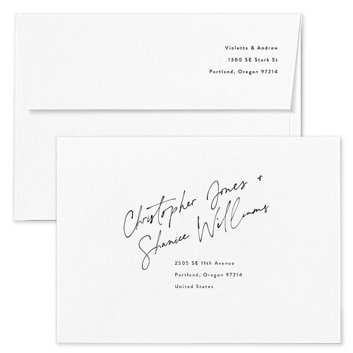 Signed Save The Date Card Envelopes Blue Licorice Return Address Signature Standard
