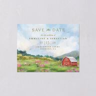 Western Barn Save the Date Petite Cards Red Clay Signature smooth Blank No