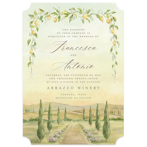 Elegant Italy Wedding Invitations Thyme Signature Blank No Ticket
