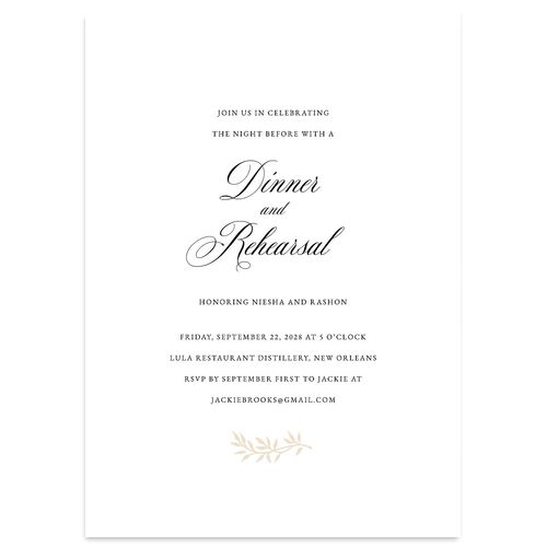Formal Crest Rehearsal Dinner Invitations Pure White Signature Blank Standard
