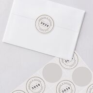 Vintage Boarding Pass Travel Ticket Wedding Stickers Slate Circle
