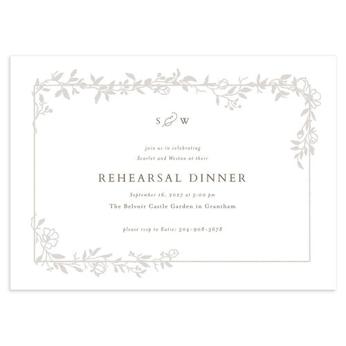 Delicate Vines Rehearsal Dinner Invitations Sepia Signature Blank Standard