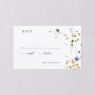 Delicate Wildflower All-in-One Wedding Invitations Pure White Signature Light Both Recipient and Return Addresses No