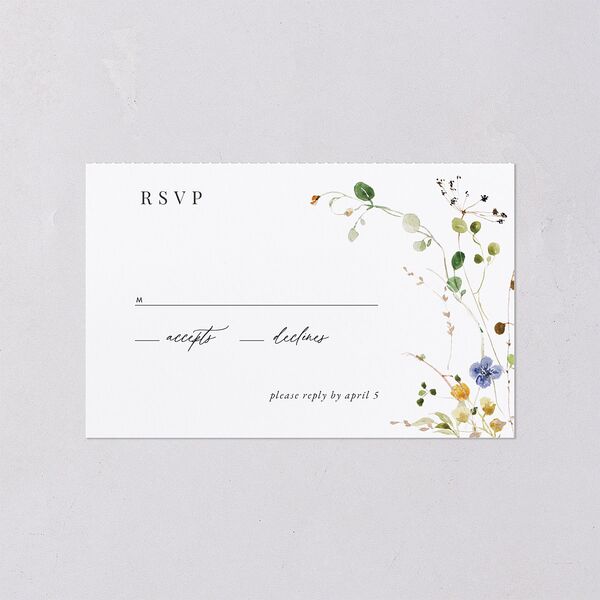 Delicate Wildflower All-in-One Wedding Invitations Pure White Signature Light Both Recipient and Return Addresses No