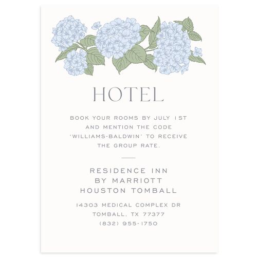 Vintage Hydrangea Frame Wedding Enclosure Cards Dusty Blue Signature Standard
