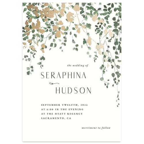 Cascading Florals Wedding Invitations Gold Thyme Signature Blank No