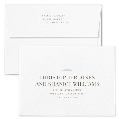 Country Club Save The Date Card Envelopes White Linen Both Recipient and Return Addresses Signature Standard