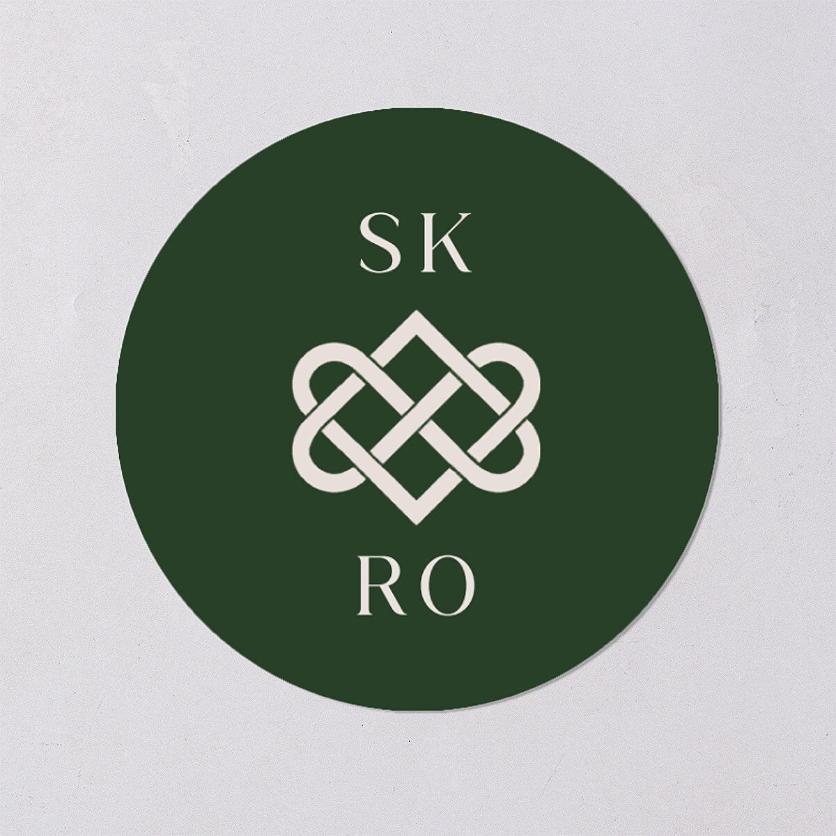 Celtic Knot Wedding Stickers Hunter Green Circle