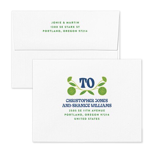 Wedstock Save the Date Petite Card Envelopes White Sky Both Recipient and Return Addresses Signature Standard