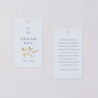 Timeless Floral Foil Favor Gift Tags Gold Dusty Blue Signature