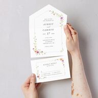 Classic Wildflower Frame All-in-One Wedding Invitations Amethyst Signature Light Both Recipient and Return Addresses No