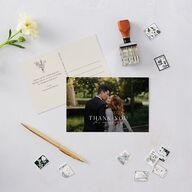 Simple Boho Flowers Thank You Postcards Champagne
