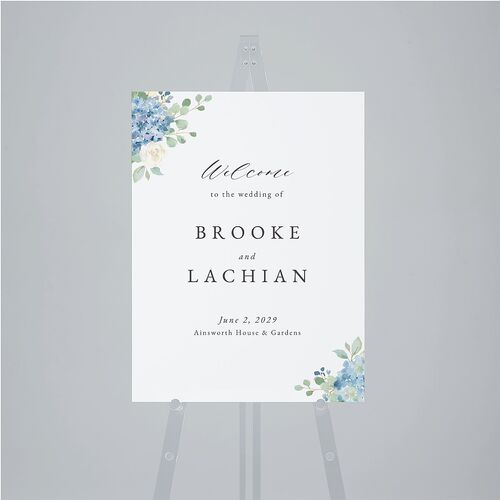 Elegant Hydrangea Standard Welcome Sign Medium Dusty Blue Standard Indoor Foam Core M Welcome