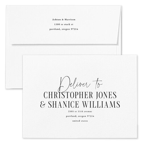 Timeless Lockup Wedding Invitation Envelopes White Charcoal Return Address Standard Signature